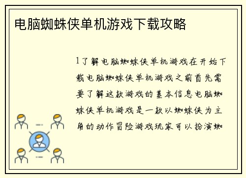 电脑蜘蛛侠单机游戏下载攻略
